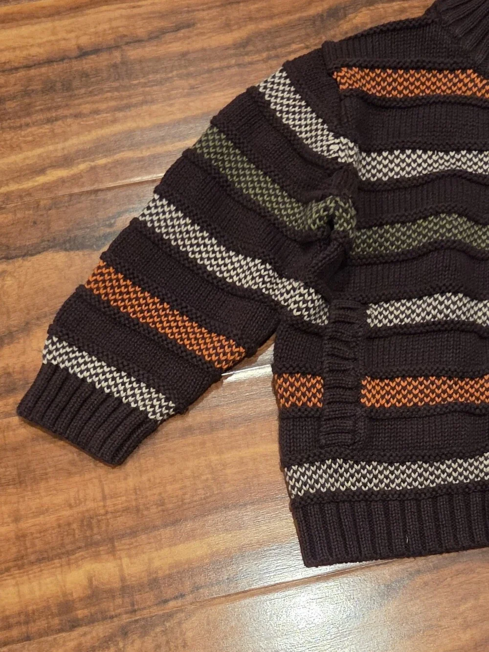 Janie and Jack EUC 2T Brown Striped Knit Button Cardigan